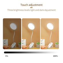 Load image into Gallery viewer, Table Lamp USB Reading Desk Lamp With Clip Book Night Light LED Touch 3 Modes Dimming Eye Protection Bedroom Reading Lamp
