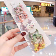 Load image into Gallery viewer, 10pcs Korean Style Cute Children Elastic Hair Bands for Kids Girls Cartoon Bow Scrunchies Hair Rope Sweet Hair Circle Baby Hair Accessories
