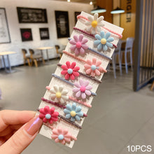 Load image into Gallery viewer, 10pcs Korean Style Cute Children Elastic Hair Bands for Kids Girls Cartoon Bow Scrunchies Hair Rope Sweet Hair Circle Baby Hair Accessories
