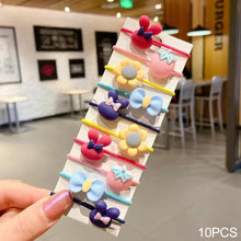 Load image into Gallery viewer, 10pcs Korean Style Cute Children Elastic Hair Bands for Kids Girls Cartoon Bow Scrunchies Hair Rope Sweet Hair Circle Baby Hair Accessories
