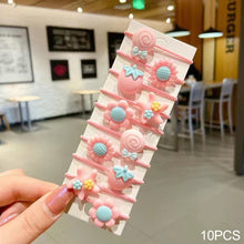 Load image into Gallery viewer, 10pcs Korean Style Cute Children Elastic Hair Bands for Kids Girls Cartoon Bow Scrunchies Hair Rope Sweet Hair Circle Baby Hair Accessories
