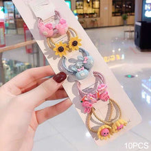 Load image into Gallery viewer, 10pcs Korean Style Cute Children Elastic Hair Bands for Kids Girls Cartoon Bow Scrunchies Hair Rope Sweet Hair Circle Baby Hair Accessories
