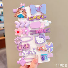 Load image into Gallery viewer, 14pcs/set Girl Cute Cartoon Rabbit Cat Flower Hair Clips Kids Princess Hairpins Children Barrettes Fashion Hair Accessories
