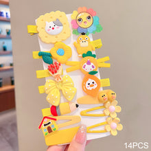 Load image into Gallery viewer, 14pcs/set Girl Cute Cartoon Rabbit Cat Flower Hair Clips Kids Princess Hairpins Children Barrettes Fashion Hair Accessories
