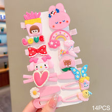 Load image into Gallery viewer, 14pcs/set Girl Cute Cartoon Rabbit Cat Flower Hair Clips Kids Princess Hairpins Children Barrettes Fashion Hair Accessories
