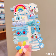 Load image into Gallery viewer, 14pcs/set Girl Cute Cartoon Rabbit Cat Flower Hair Clips Kids Princess Hairpins Children Barrettes Fashion Hair Accessories

