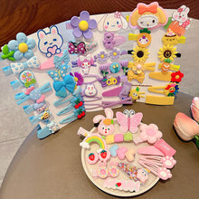 Load image into Gallery viewer, 14pcs/set Girl Cute Cartoon Rabbit Cat Flower Hair Clips Kids Princess Hairpins Children Barrettes Fashion Hair Accessories

