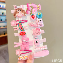 Load image into Gallery viewer, 14pcs/set Girl Cute Cartoon Rabbit Cat Flower Hair Clips Kids Princess Hairpins Children Barrettes Fashion Hair Accessories

