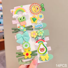 Load image into Gallery viewer, 14pcs/set Girl Cute Cartoon Rabbit Cat Flower Hair Clips Kids Princess Hairpins Children Barrettes Fashion Hair Accessories
