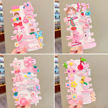 Load image into Gallery viewer, 14pcs/set Girl Cute Cartoon Rabbit Cat Flower Hair Clips Kids Princess Hairpins Children Barrettes Fashion Hair Accessories
