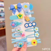 Load image into Gallery viewer, 14pcs/set Girl Cute Cartoon Rabbit Cat Flower Hair Clips Kids Princess Hairpins Children Barrettes Fashion Hair Accessories
