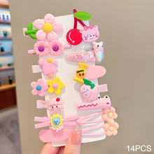 Load image into Gallery viewer, 14pcs/set Girl Cute Cartoon Rabbit Cat Flower Hair Clips Kids Princess Hairpins Children Barrettes Fashion Hair Accessories

