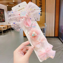 Load image into Gallery viewer, Girls Princess Hairpin Set Little Baby Sweet Cute Mesh Hair Clip Cute Hair Accessories Kids Barrette Side Clip Headwear
