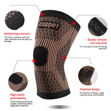 Load image into Gallery viewer, 1PC Knitted Sports Knee Protector Copper Ion Nylon Four Side High Bounce Basketball Volleyball Fitness Running Knee Protection Outdoor Supplies
