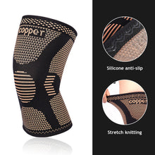 Load image into Gallery viewer, 1PC Knitted Sports Knee Protector Copper Ion Nylon Four Side High Bounce Basketball Volleyball Fitness Running Knee Protection Outdoor Supplies
