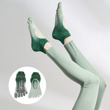 Load image into Gallery viewer, 1 Pair Women Tie-Dye Five-Finger Leakage Instep Jacquard Non-Slip Yoga Socks Pilates Boxing Fitness Moisture Wicking Sweat Sports Socks
