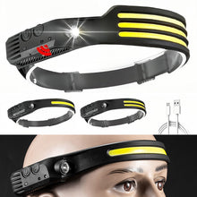 Load image into Gallery viewer, Multi-Functional LED Waving COB Sensing Headlight Outdoor Adventure Riding Night Run Fishing Big Flash Head Light USB Charging
