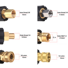 Load image into Gallery viewer, 1PC Pressure Washer Spray Adapter M22 14 Male To 1/4" 3/8" M22 Pressure Washer Quick Connector To Spray Gun Wand Lance Bayonet
