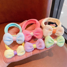 Load image into Gallery viewer, 6pcs Girls' Elastic Towel Hair Band Flower Bow Knot Colorful Hair Ties Ropes Scrunchy Ponytail Rubberbands Ring Hair Accesorios
