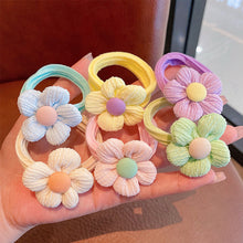 Load image into Gallery viewer, 6pcs Girls' Elastic Towel Hair Band Flower Bow Knot Colorful Hair Ties Ropes Scrunchy Ponytail Rubberbands Ring Hair Accesorios
