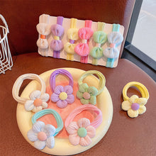 Load image into Gallery viewer, 6pcs Girls' Elastic Towel Hair Band Flower Bow Knot Colorful Hair Ties Ropes Scrunchy Ponytail Rubberbands Ring Hair Accesorios
