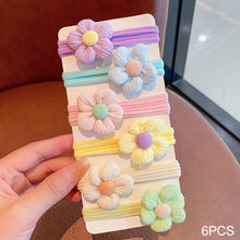 Load image into Gallery viewer, 6pcs Girls' Elastic Towel Hair Band Flower Bow Knot Colorful Hair Ties Ropes Scrunchy Ponytail Rubberbands Ring Hair Accesorios

