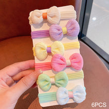 Load image into Gallery viewer, 6pcs Girls' Elastic Towel Hair Band Flower Bow Knot Colorful Hair Ties Ropes Scrunchy Ponytail Rubberbands Ring Hair Accesorios
