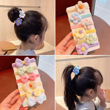 Load image into Gallery viewer, 6pcs Girls' Elastic Towel Hair Band Flower Bow Knot Colorful Hair Ties Ropes Scrunchy Ponytail Rubberbands Ring Hair Accesorios
