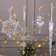 Load image into Gallery viewer, Crystal Clear Acrylic Elk Christmas Tree Pendants Snowflake Thorn Star Hanging Ornaments Decoration Navidad Noel New Year Gift
