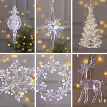 Load image into Gallery viewer, Crystal Clear Acrylic Elk Christmas Tree Pendants Snowflake Thorn Star Hanging Ornaments Decoration Navidad Noel New Year Gift
