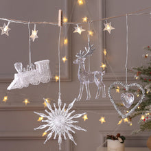 Load image into Gallery viewer, Crystal Clear Acrylic Elk Christmas Tree Pendants Snowflake Thorn Star Hanging Ornaments Decoration Navidad Noel New Year Gift
