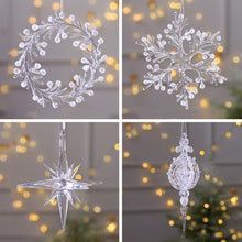 Load image into Gallery viewer, Crystal Clear Acrylic Elk Christmas Tree Pendants Snowflake Thorn Star Hanging Ornaments Decoration Navidad Noel New Year Gift
