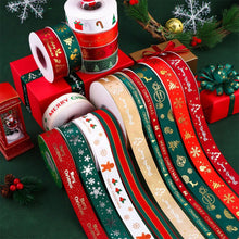Load image into Gallery viewer, 10 Yards 25mm Christmas Ribbon Printed Christmas Polyester Ribbon For Handmade Wrapping Gift Christmas Decoration DIY Gift Packing
