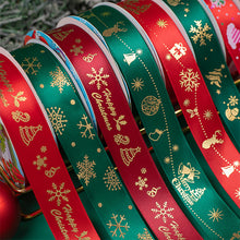 Load image into Gallery viewer, 10 Yards 25mm Christmas Ribbon Printed Christmas Polyester Ribbon For Handmade Wrapping Gift Christmas Decoration DIY Gift Packing
