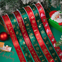 Load image into Gallery viewer, 10 Yards 25mm Christmas Ribbon Printed Christmas Polyester Ribbon For Handmade Wrapping Gift Christmas Decoration DIY Gift Packing
