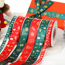 Load image into Gallery viewer, 10 Yards 25mm Christmas Ribbon Printed Christmas Polyester Ribbon For Handmade Wrapping Gift Christmas Decoration DIY Gift Packing

