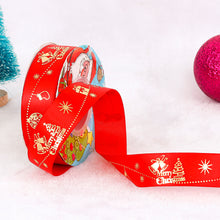 Load image into Gallery viewer, 25 Yards 25mm Christmas Ribbon Printed Christmas Polyester Ribbon For Handmade Wrapping Gift Christmas Decoration DIY Gift Packing
