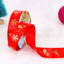 Load image into Gallery viewer, 25 Yards 25mm Christmas Ribbon Printed Christmas Polyester Ribbon For Handmade Wrapping Gift Christmas Decoration DIY Gift Packing
