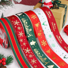 Load image into Gallery viewer, 25 Yards 25mm Christmas Ribbon Printed Christmas Polyester Ribbon For Handmade Wrapping Gift Christmas Decoration DIY Gift Packing
