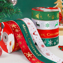 Load image into Gallery viewer, 25 Yards 25mm Christmas Ribbon Printed Christmas Polyester Ribbon For Handmade Wrapping Gift Christmas Decoration DIY Gift Packing
