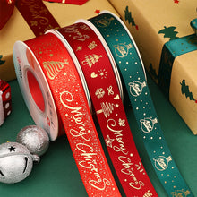 Load image into Gallery viewer, 25 Yards 25mm Christmas Ribbon Printed Christmas Polyester Ribbon For Handmade Wrapping Gift Christmas Decoration DIY Gift Packing
