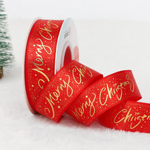 Load image into Gallery viewer, 25 Yards 25mm Christmas Ribbon Printed Christmas Polyester Ribbon For Handmade Wrapping Gift Christmas Decoration DIY Gift Packing
