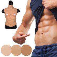 Load image into Gallery viewer, High Collar Half Body Muscle Suit Strong Male Muscle Style Male Cosplay Eight Piece Abdominal Muscle Silicone Pseudochest Muscle
