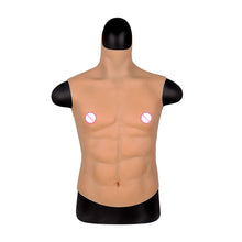 Load image into Gallery viewer, High Collar Half Body Muscle Suit Strong Male Muscle Style Male Cosplay Eight Piece Abdominal Muscle Silicone Pseudochest Muscle
