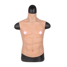 Load image into Gallery viewer, High Collar Half Body Muscle Suit Strong Male Muscle Style Male Cosplay Eight Piece Abdominal Muscle Silicone Pseudochest Muscle
