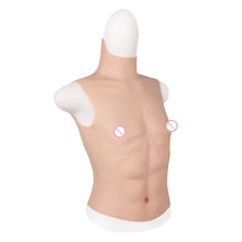 Load image into Gallery viewer, High Collar Half Body Muscle Suit Strong Male Muscle Style Male Cosplay Eight Piece Abdominal Muscle Silicone Pseudochest Muscle

