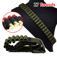 Load image into Gallery viewer, 27 Rounds Shotgun Bandolier Tactical Adjustable Shotgun Shell Belt Carrier for 12 20 Gauge Ga 27 Rounds Holder for Hunting
