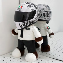 Load image into Gallery viewer, Funny Motorcycle Bear Helmet Leather Plush Stuffed Toys Full Helmet Decoration Tension Bear Tail Box Ornament Gifts Motorbike Accessories
