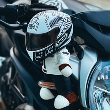 Load image into Gallery viewer, Funny Motorcycle Bear Helmet Leather Plush Stuffed Toys Full Helmet Decoration Tension Bear Tail Box Ornament Gifts Motorbike Accessories
