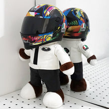 Load image into Gallery viewer, Funny Motorcycle Bear Helmet Leather Plush Stuffed Toys Full Helmet Decoration Tension Bear Tail Box Ornament Gifts Motorbike Accessories
